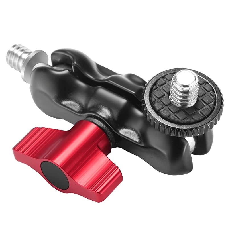 Mini MultiFunction Double Ball Head with Shoe Mount and 14inch Screw for DSLR Camera LCD Monitor LED Lights Portable Durable Adapter Mount Made of Aluminum Alloy and Stainless Steel