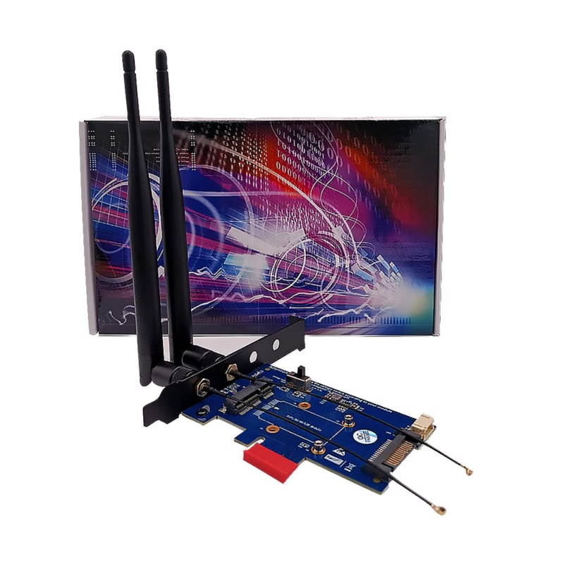 Mini PCI Express to PCI-E X1 Network Card Adapter for WiFi 3G/4G/LTE SIM Slot Blue + Black