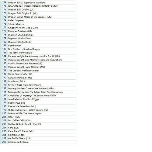 208 in 1 Game Cartridge Multicart, Game Pack Card Super ComboApply to Nintendo DS/NDS/NDSL/NDSi/3DS/2DS XL/LL