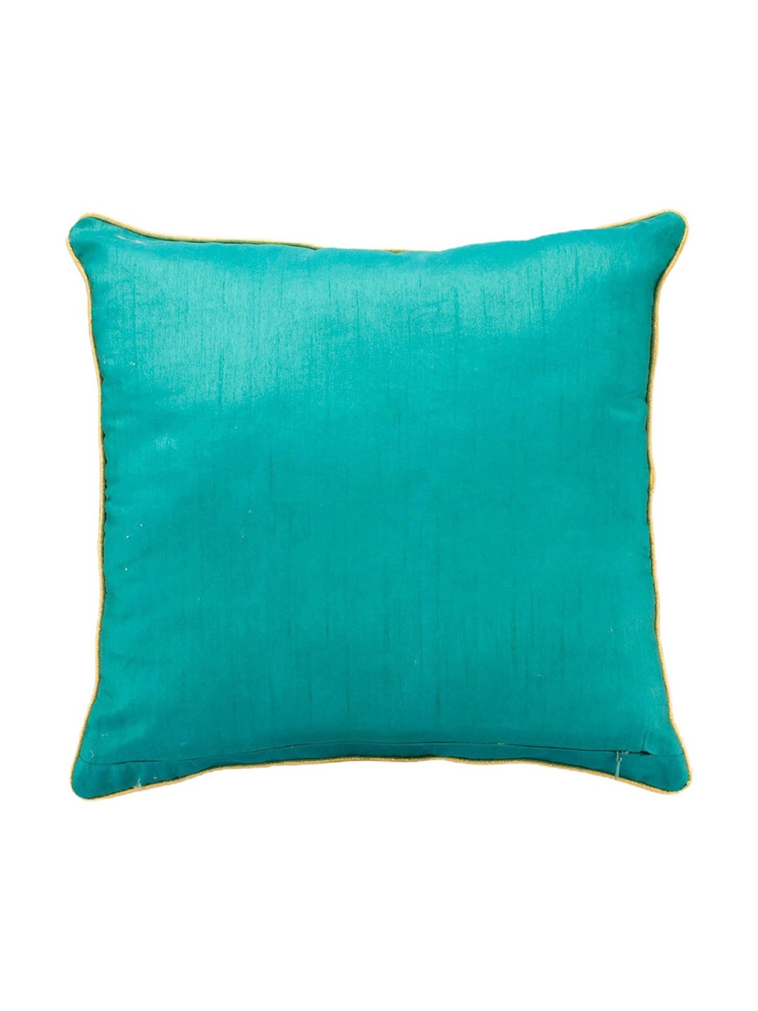 Home4U Green & Brown Dupion Cushion Cover