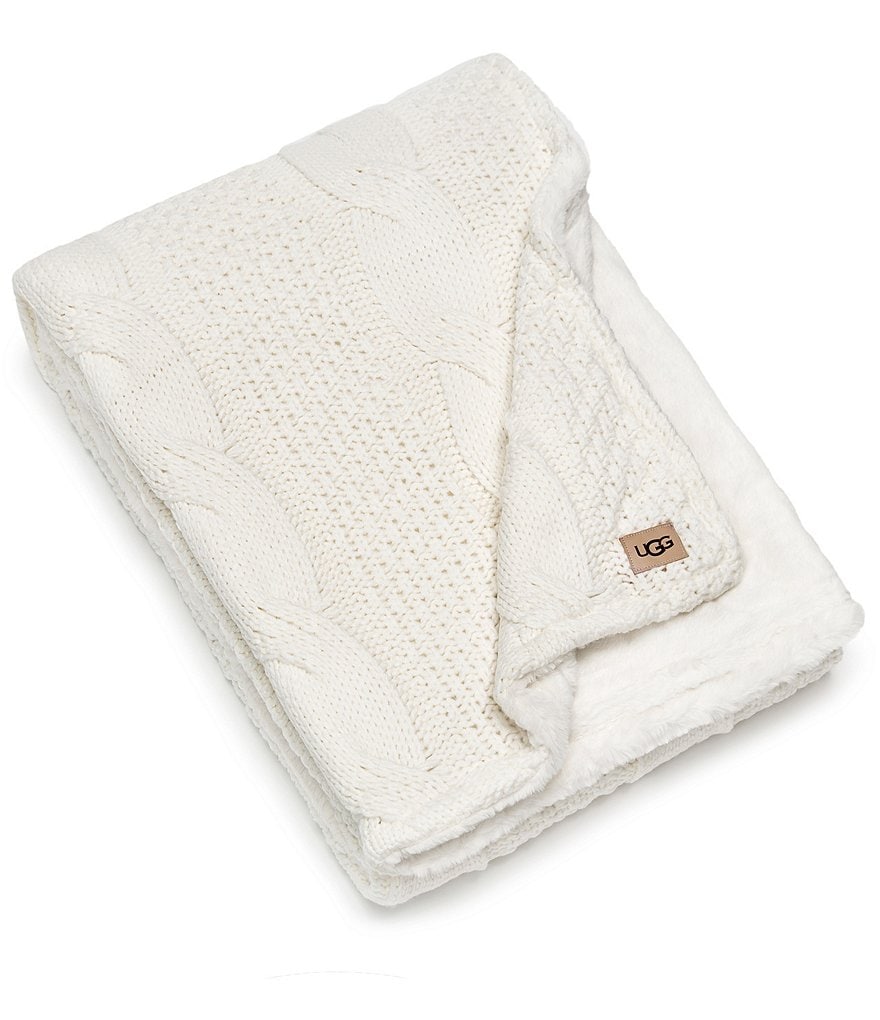 UGG Erie Cable Knit Faux Fur Throw