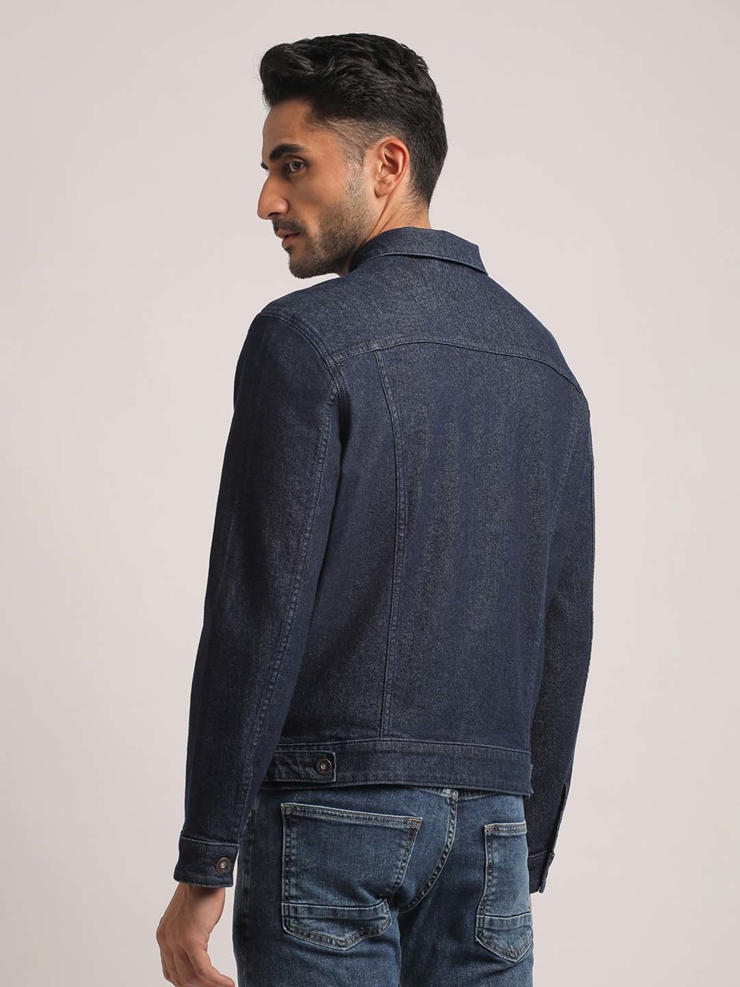 EVERBLUE Dark Blue Regular Fit Denim Jacket