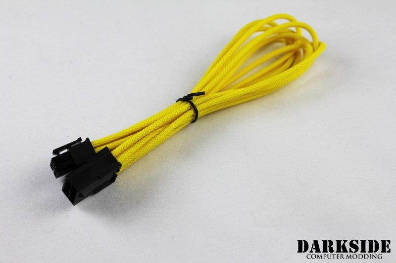 Darkside 8-Pin PCI-E 12" (30cm) HSL Single Braid Extension Cable - Yellow II UV (DS-0436)