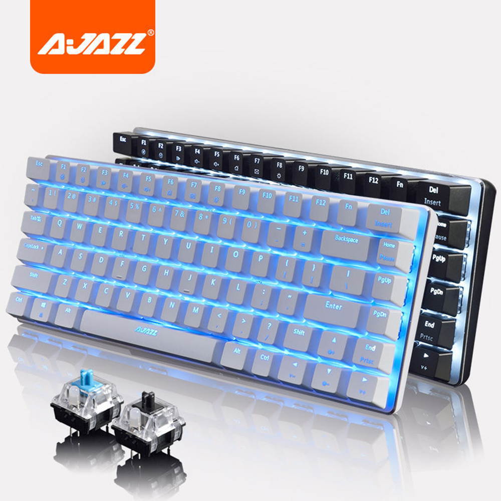 UrChoiceLtd&reg; Ajazz Geek AK3 Usb Wired Gaming Mechanical Keyboard Blue Black Switches for Office, Typists and Play Games ( Blue Switch, Black)