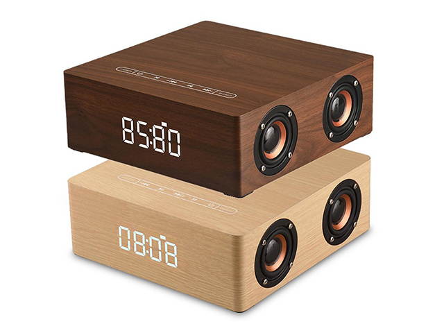 Autofeel Portable Retro Wooden Handsfree Wireless Bluetooth Speaker 3D Stereo Subwoofer Speaker Support TF AUX MP3 Loudspeakers HIFI Stereo Bass Surround Sound Subwoofer Home Mobile Phone Computer