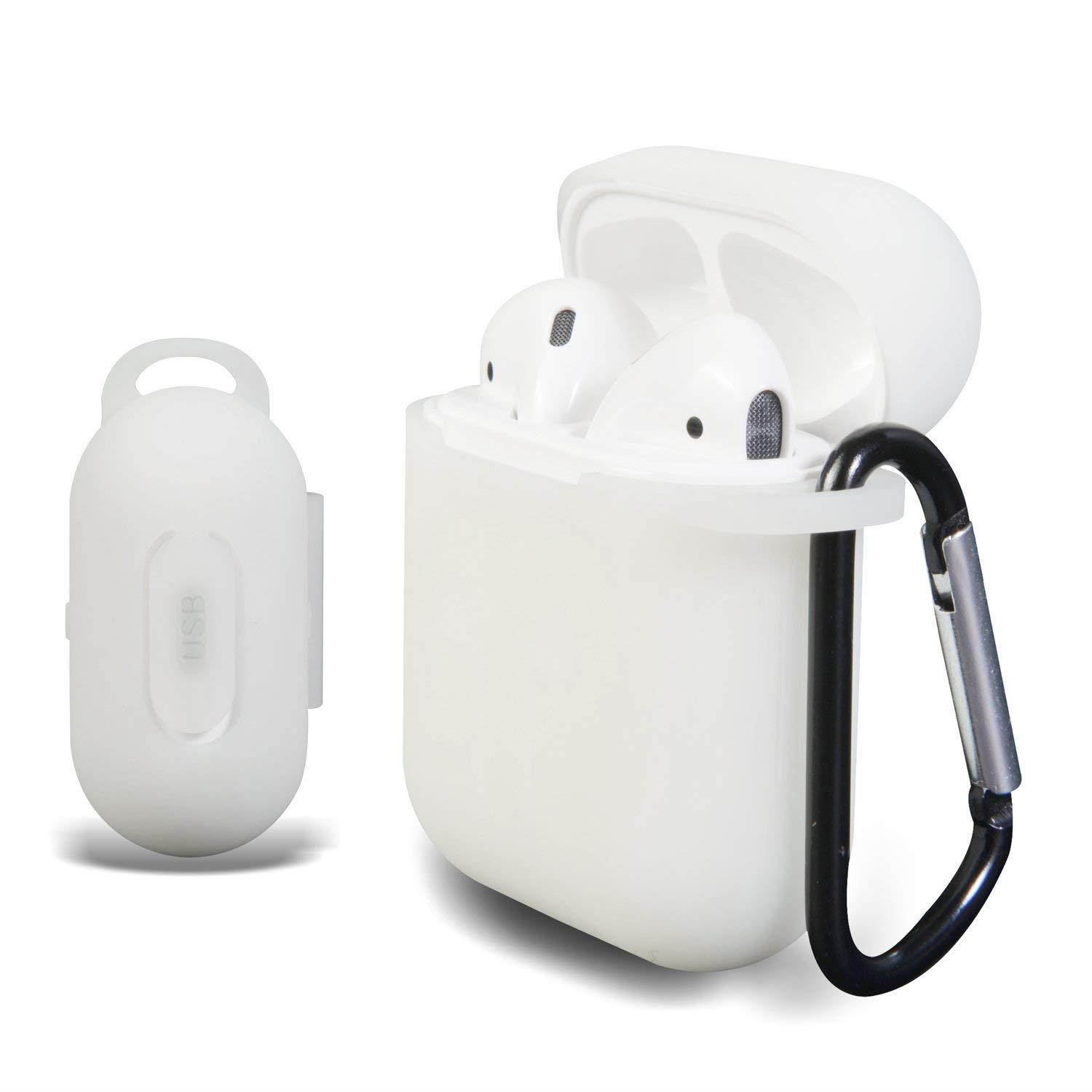 Enhenstre AirPods Case Cover, Silicone Protective Case and Skin for Airpods Charging Case with Airpods Anti-Lost Strap/Airpods Hooks,[Buy 1 Get 5 Accessories] (Glow)