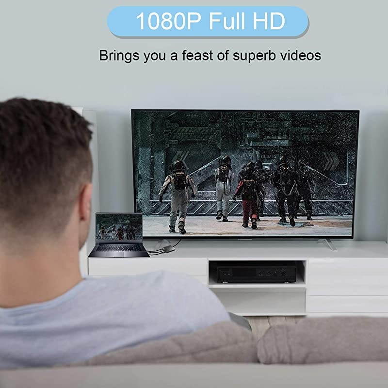 VGA to HDMI Adapter for Monitor TV Active 1080P Video Output with Audio VGA to HDMI Converter Male to Female Compatible with PC Computer Laptop Projector Desktop DVD Plug n Play