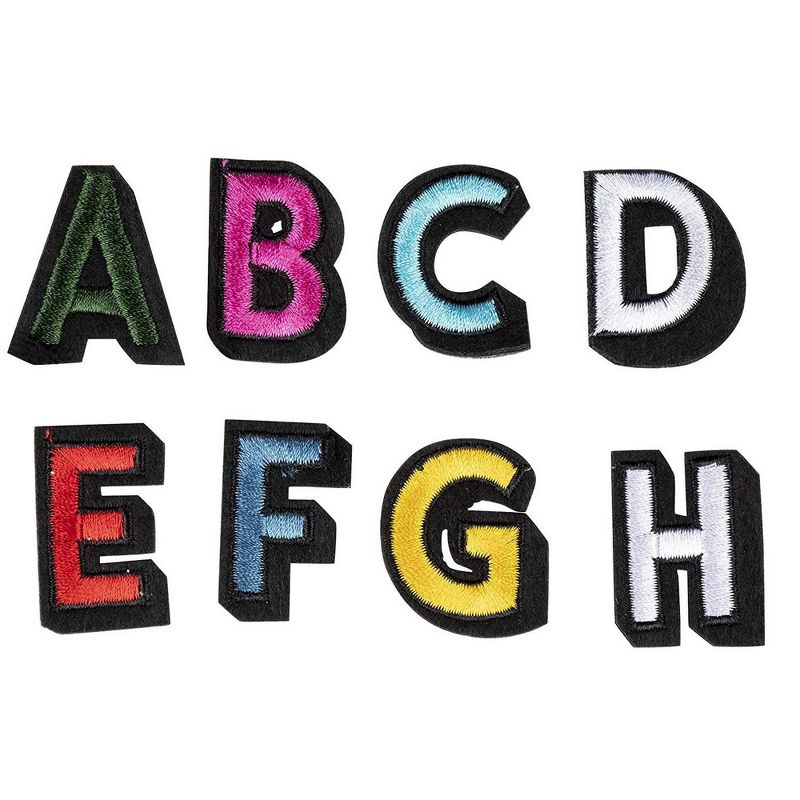 52 Alphabet Applique Patches, Iron on Patches, 2 Sets, Multicolored, 1.375" x 1"
