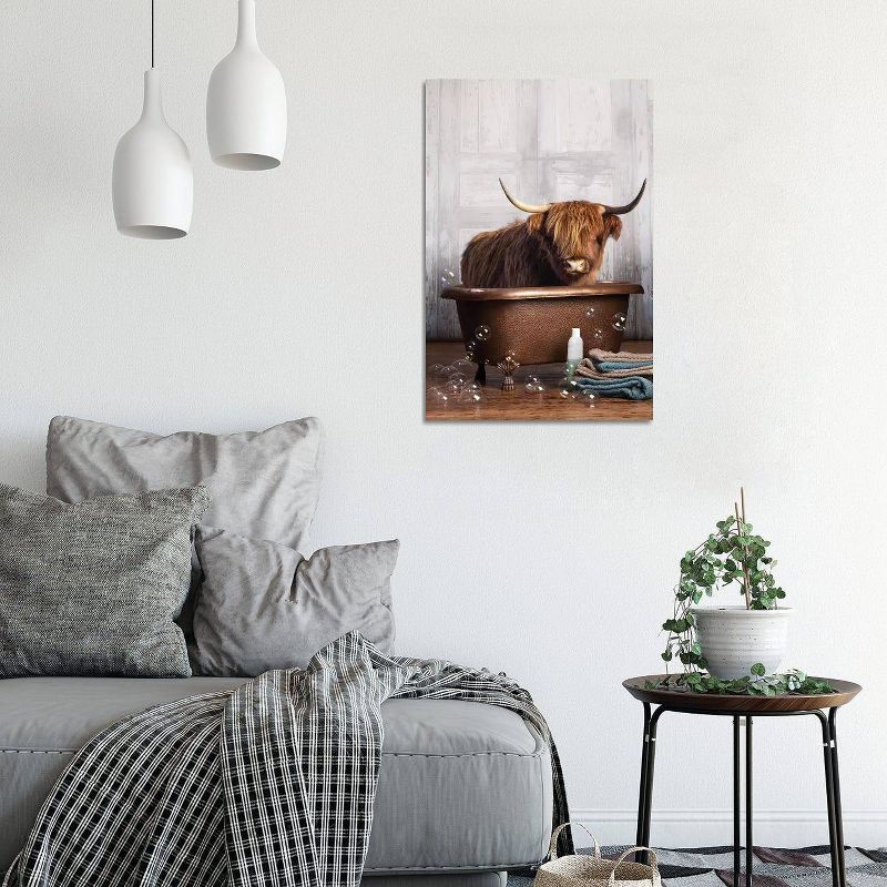 Highland Cow In the Tub by Domonique Brown Unframed Wall Canvas - iCanvas