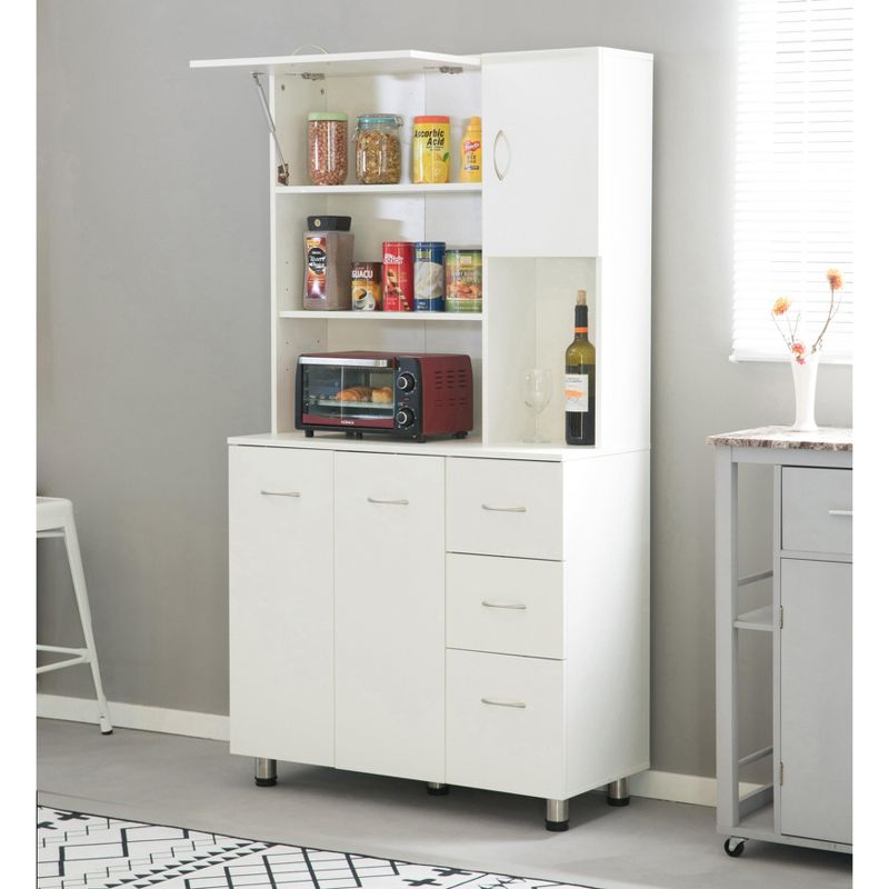 Basicwise Kitchen Pantry Storage Cabinetwith Doors and Shelves, White