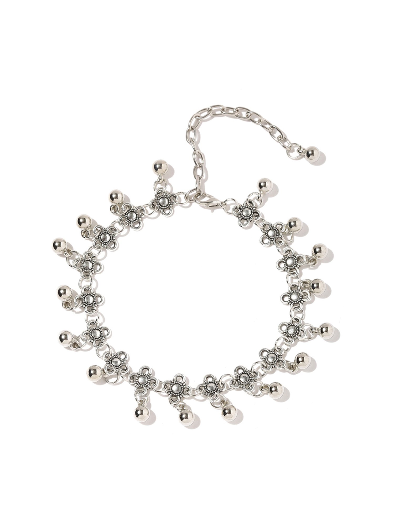 OOMPH Oxidized Silver Bohemian Fashion Stylish Latest Anklet for Women