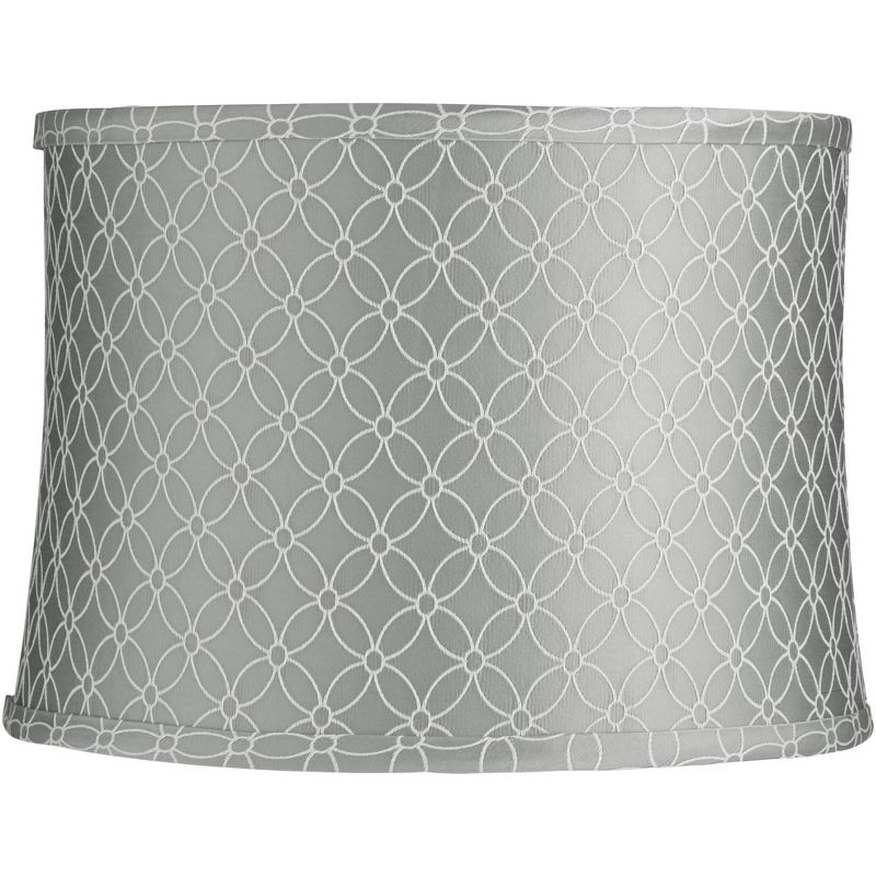 Springcrest An Qing Gray Medium Drum Lamp Shade 13" Top x 14" Bottom x 10" Slant (Spider) Replacement with Harp and Finial