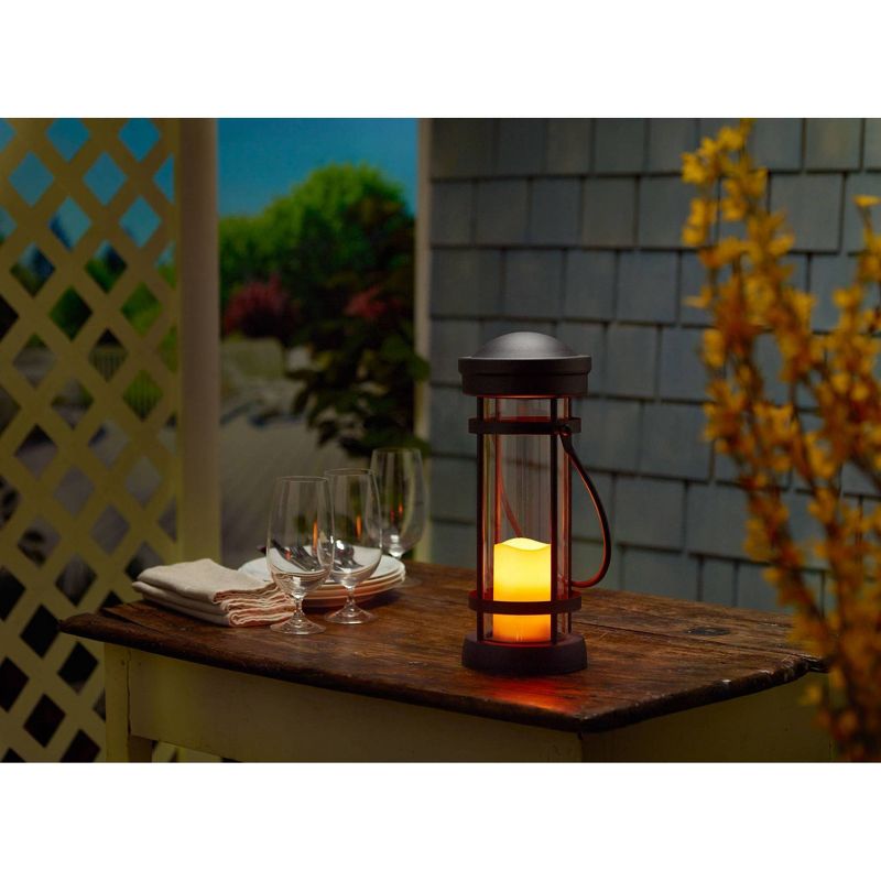 16" Revere LED Candle Outdoor Lantern Brown - Smart Living