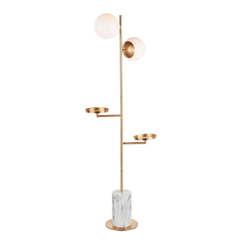 Butler Contemporary/Glam Floor Lamp with Metal Marble Base Gold (Includes LED Light Bulb) - LumiSource