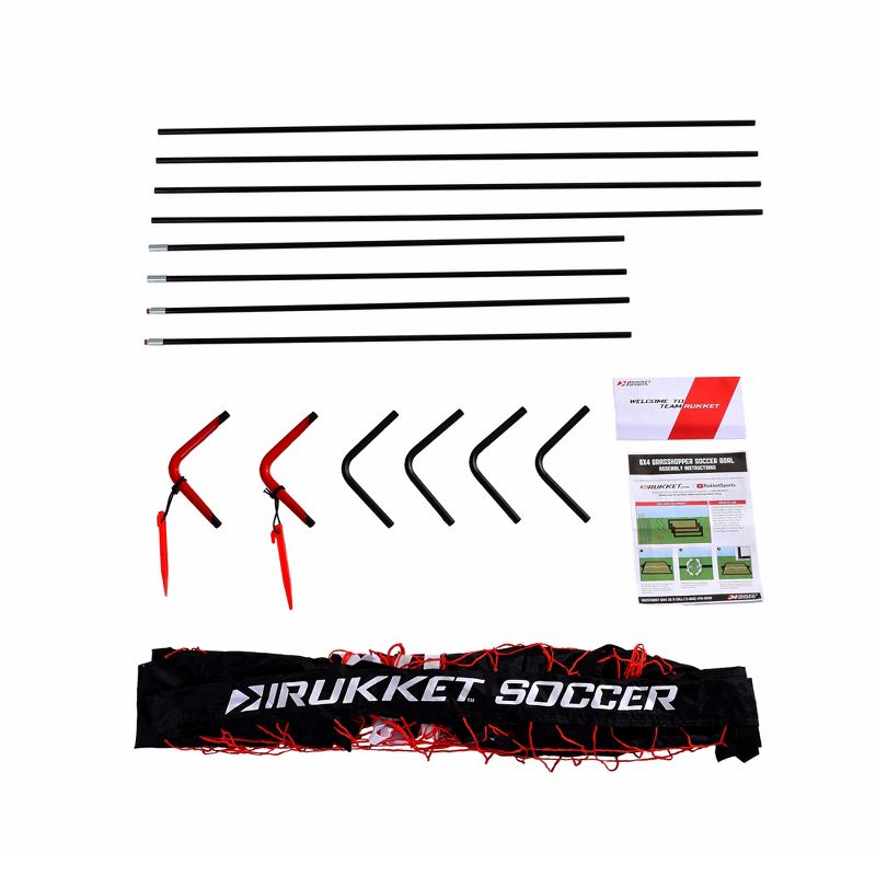 Rukket Sports 6 x 4 Foot Portable Indoor Outdoor Travel Kids Youth Practice Foldable Soccer Goal Net, Black