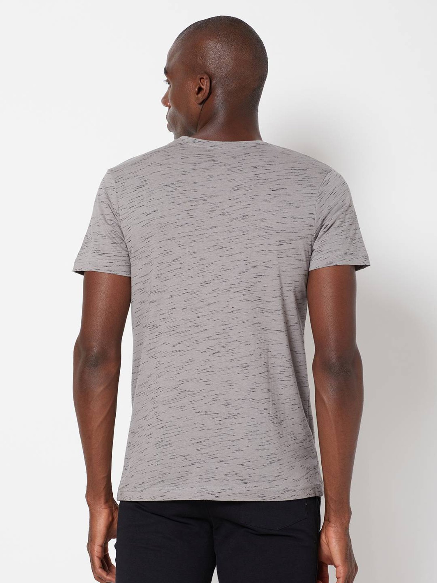 Sporto Mid Grey Regular Fit Self Pattern T-Shirt