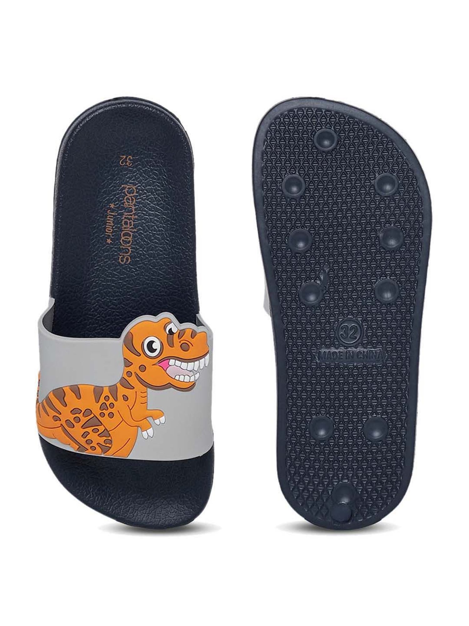 Pantaloons Junior Grey & Black Casual Slides