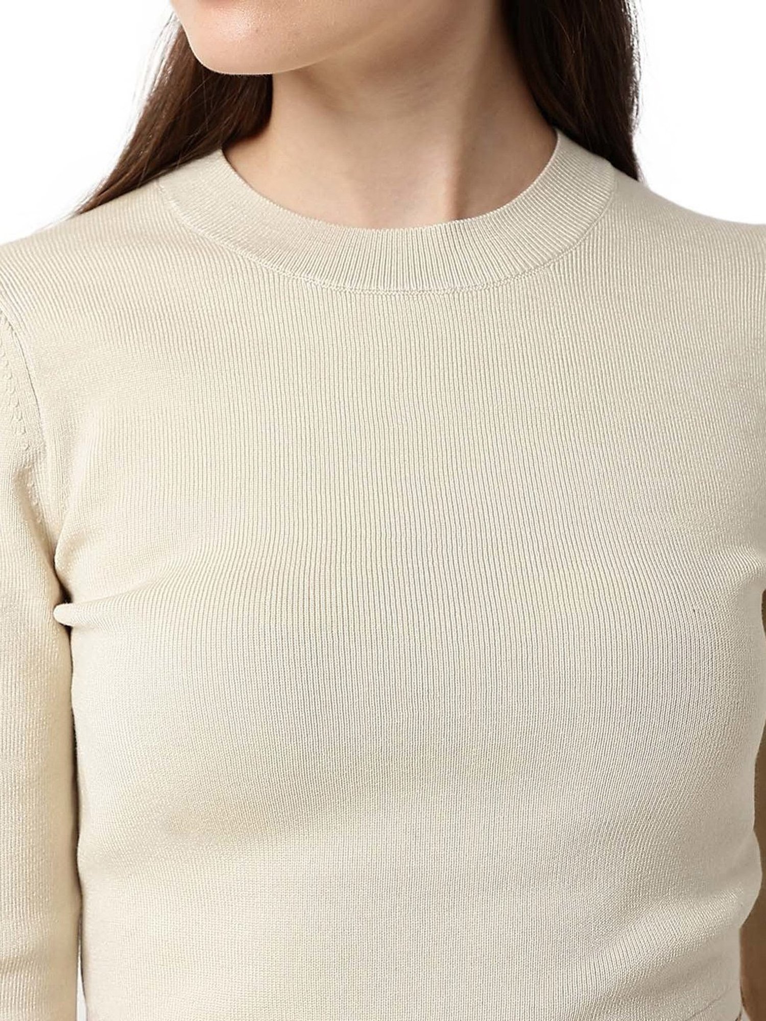 Calvin Klein Jeans Eggshell & Coral Orange Logo Comfort Fit Sweater