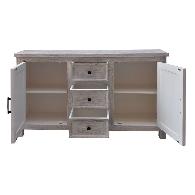 Flora 2 Door 3 Drawer Credenza White Wash - Treasure Trove Accents