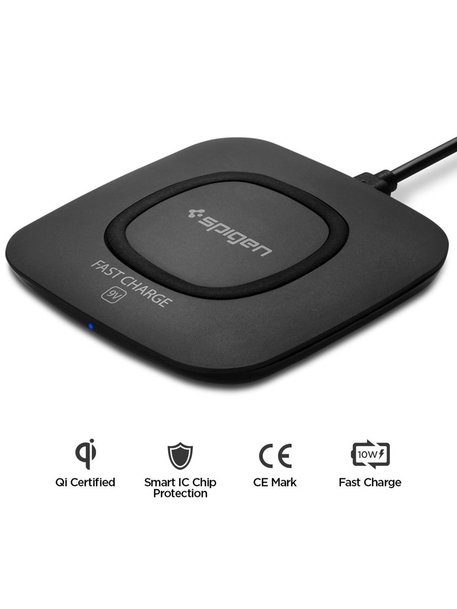 Spigen F301W 10W Compact Fast Wireless Charger (Black)