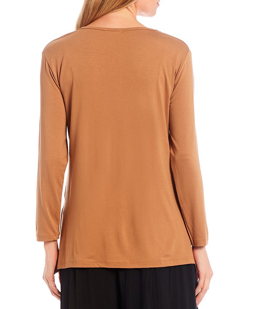 M Made in Italy Long Sleeve Jewel Neck Knit Top