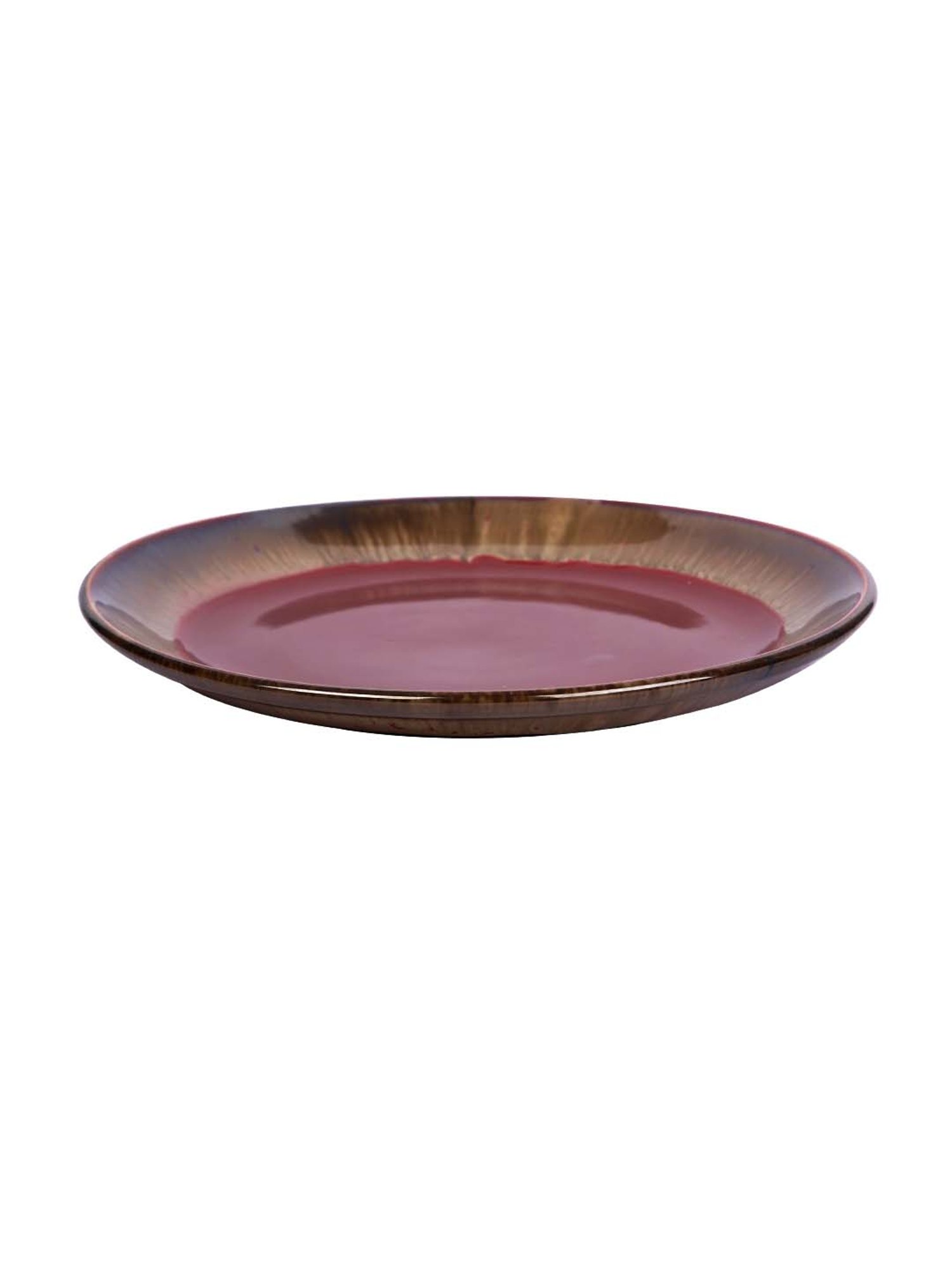 Aapno Rajasthan Red & Grey Ceramic 25.5 cm Dinner Plate - Set of 2