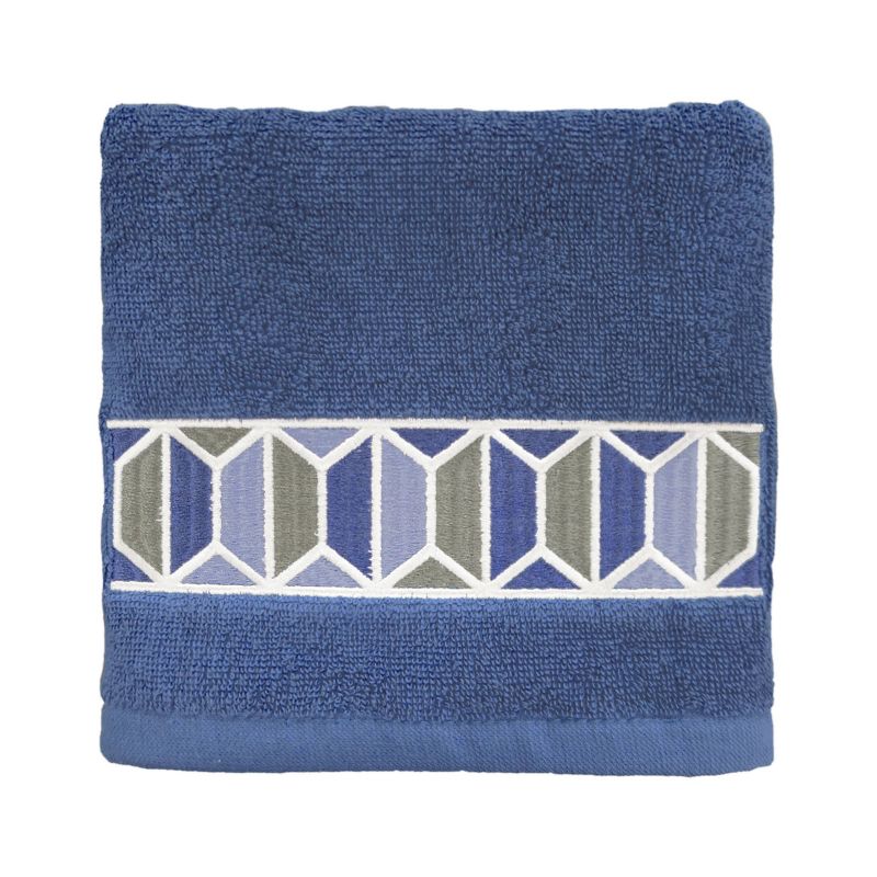 3pc Hexagon Border Bath Towel Sets Blue - Allure Home Creation
