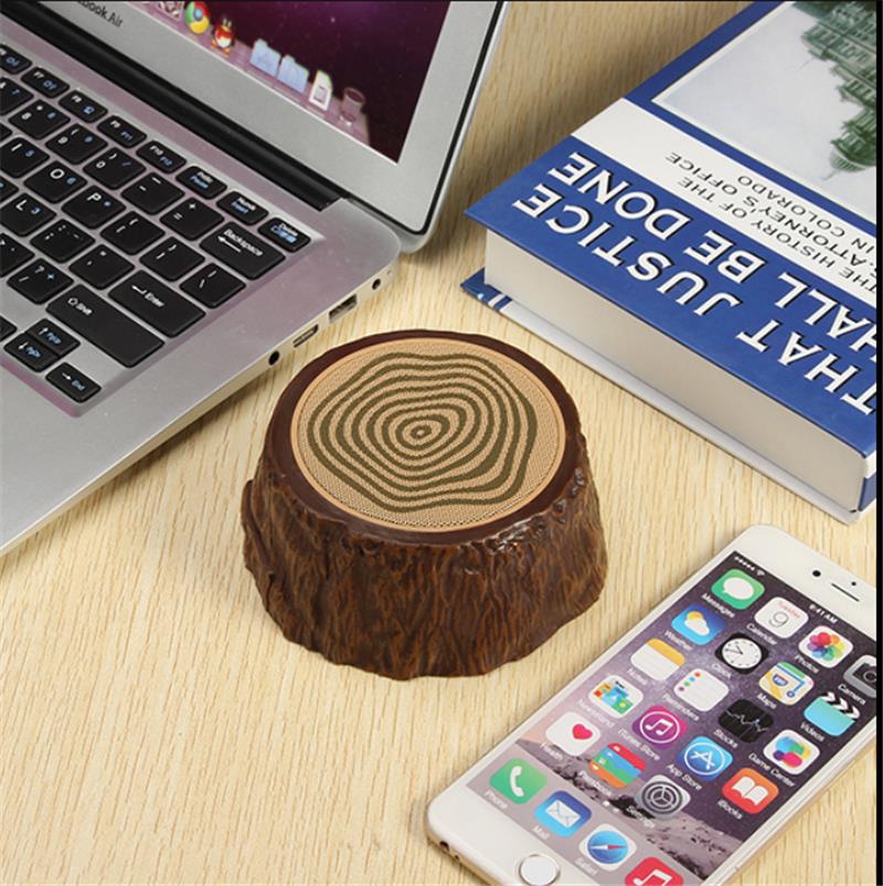 Outdoor Protable Mini Speaker Hands-free Bluetooth Wooden Stump Music Subwoofer Speaker