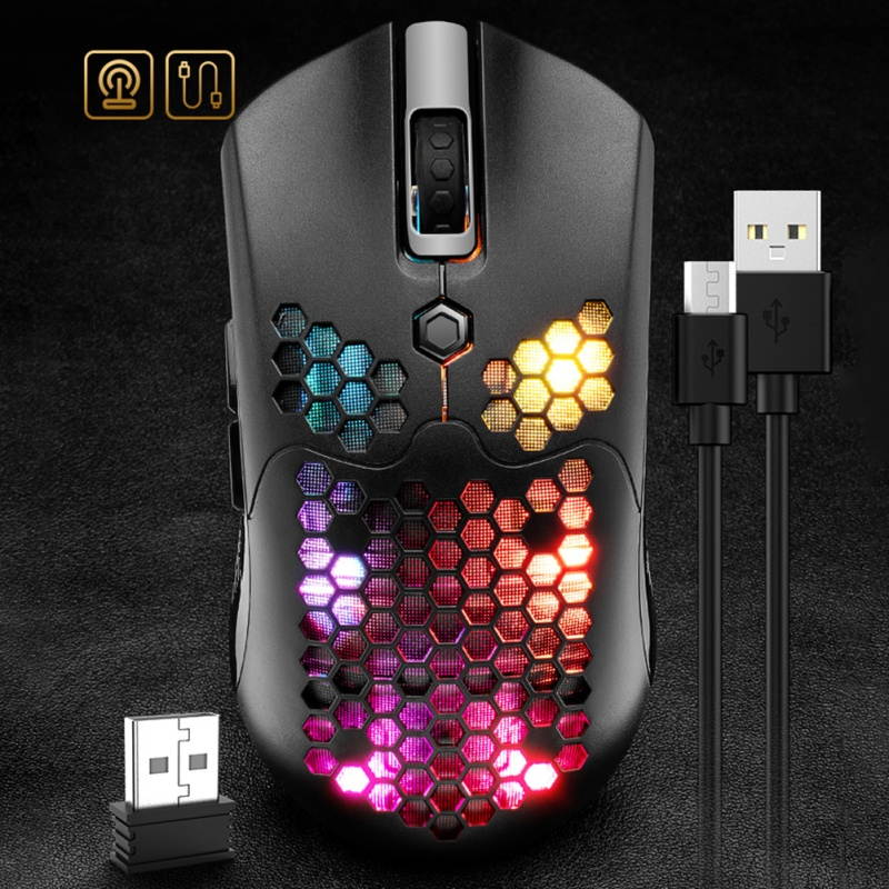 X2 12000DPI Wireless/Wired Dual Mode 7-Key Hollow RGB Laptop PC Gaming Mouse