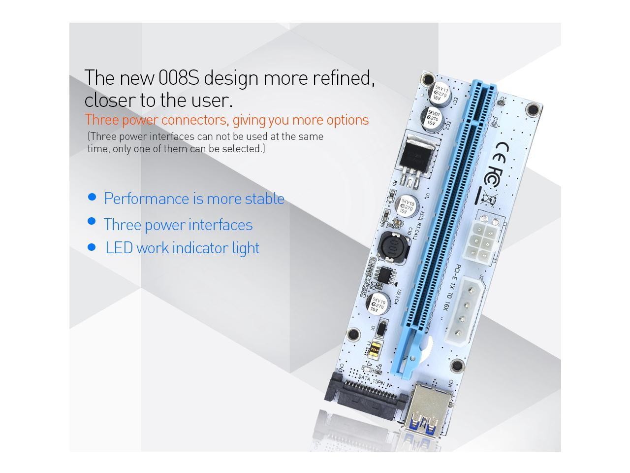 6-Pack Ver006C Mining Dedicated PCIe Riser Cable Card Adapter Cryptocurrency PCI Express 1X to 16X Extender Mining Rig 60cm USB 3.0 6Pin Power