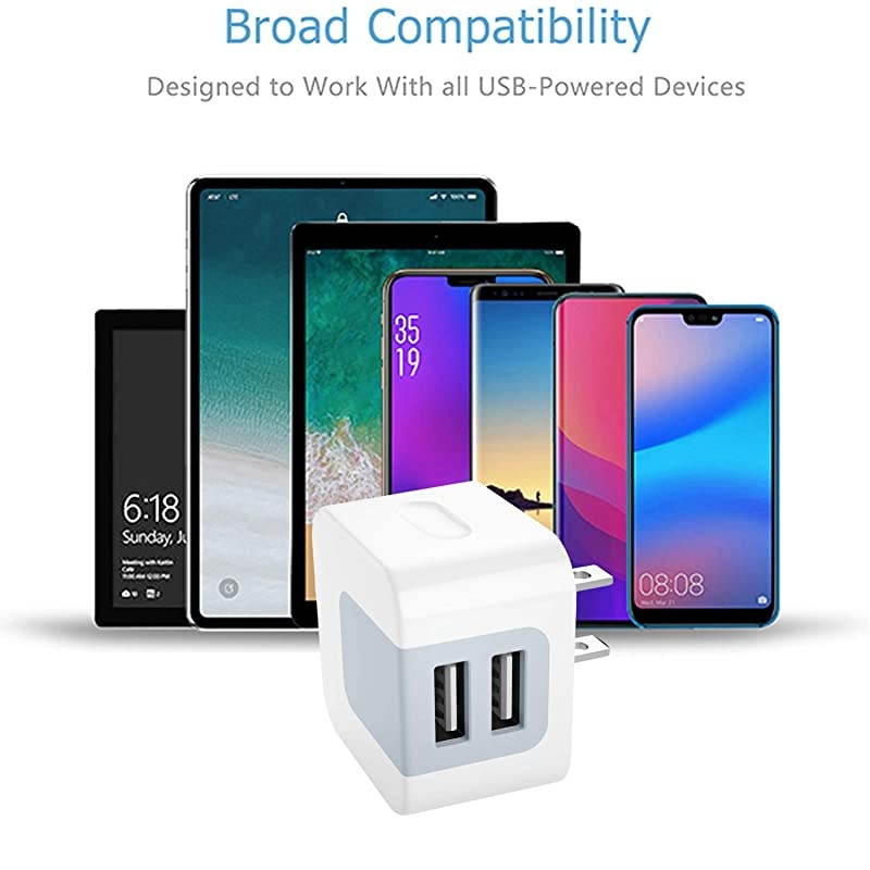 USB Wall Charger USB Plug 3Pack 24A  Dual Port 12W Wall Charger Block Adapter Charging Cube Box Compatible iPhone XsXS MaxXRX88 Plus76S 6S Plus Samsung Galaxy HTC Moto