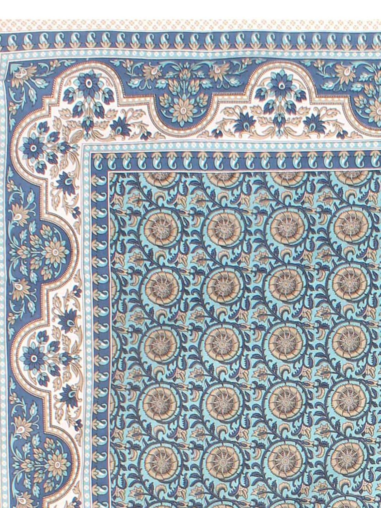 BELLA CASA Ethnic Collection Green Cotton 180 TC King Bedsheet with 2 Pillow Covers