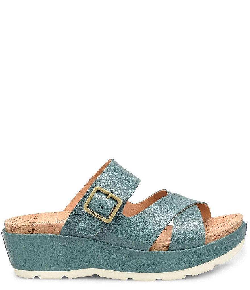 Kork-Ease Callie Leather Platform Wedge Slide Sandals