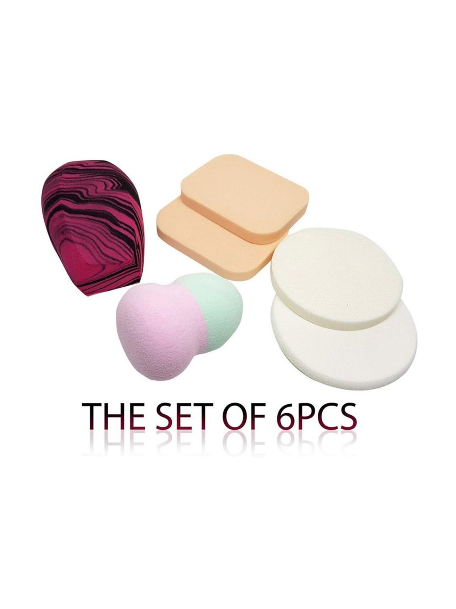 Bronson Professional Makeup Blender Sponge & Puff Set (Color & Shape May Vary) - 6 Pcs