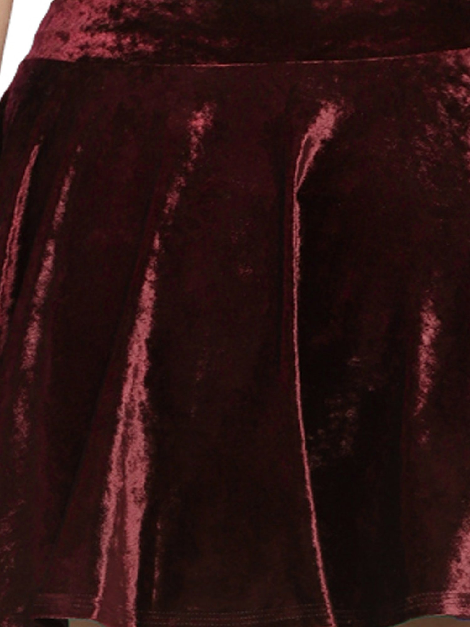 N-Gal Maroon & Red Above Knees Skirt (Pack Of 2)