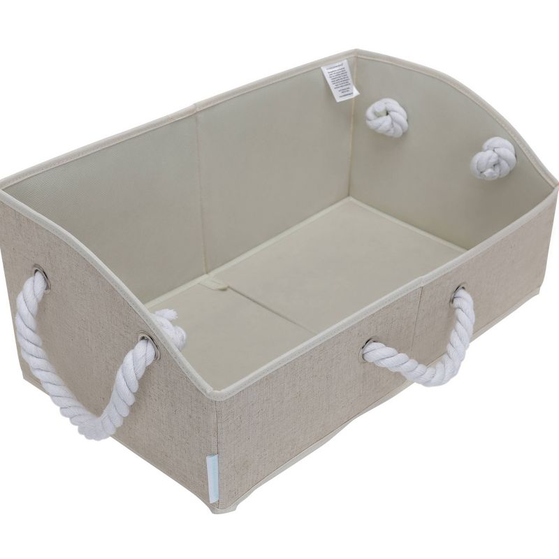 StorageWorks Set of 2 30L Fabric Storage Bins with Cotton Rope Handles and Low Front Wall Beige