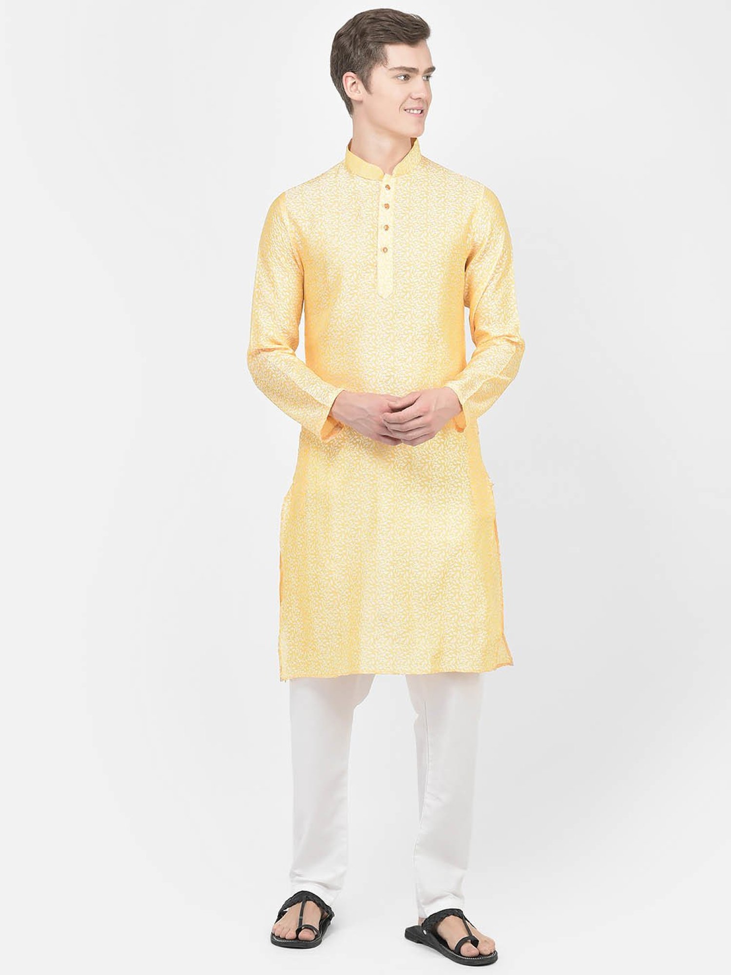 SG LEMAN Lemon Regular Fit Embroidered Kurta And Pyjama Set