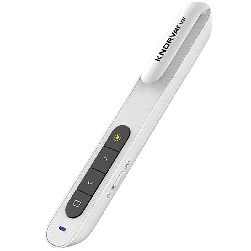 N27 Laser Pointer Presentation Clicker for Powerpoint Hyperlink Volume Control Presentation Remote PowerPoint Clicker Slide Advancer White