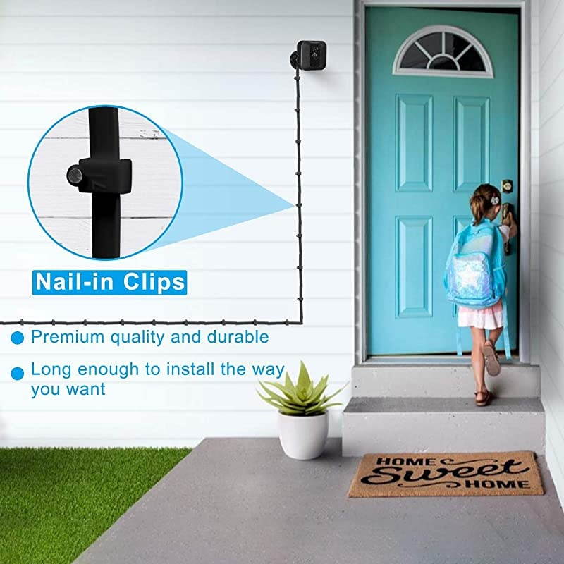 30 FT Blink XT XT2 Charger Cable with Wall Adapter (2 Pack),Charger Brick and 90 Degree Right Angled Micro USB End Charging Cord,Outdoor Waterproof Power Supply for Blink XT/Blink XT2 Camera