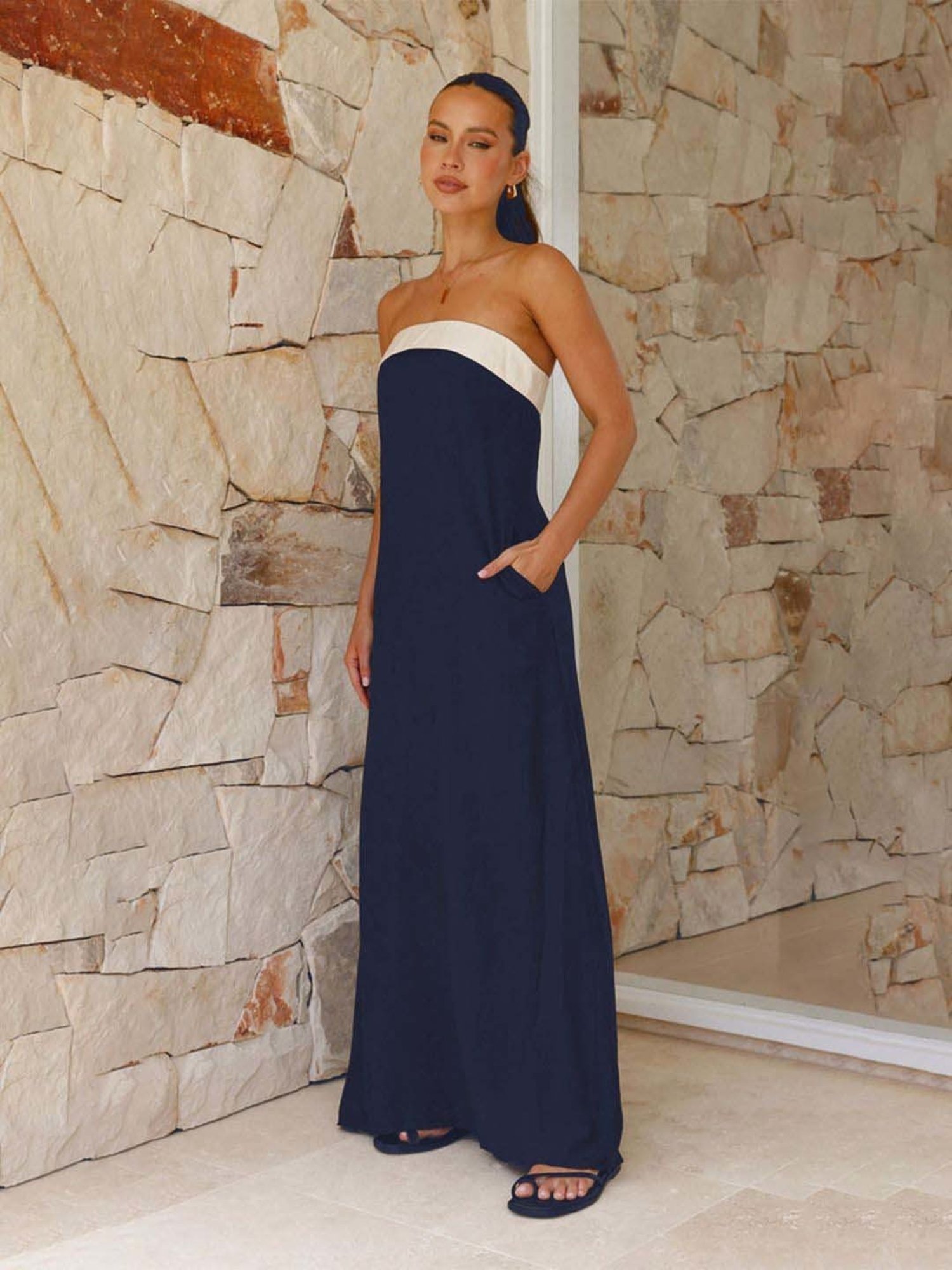 Marie Claire Navy Maxi Dress