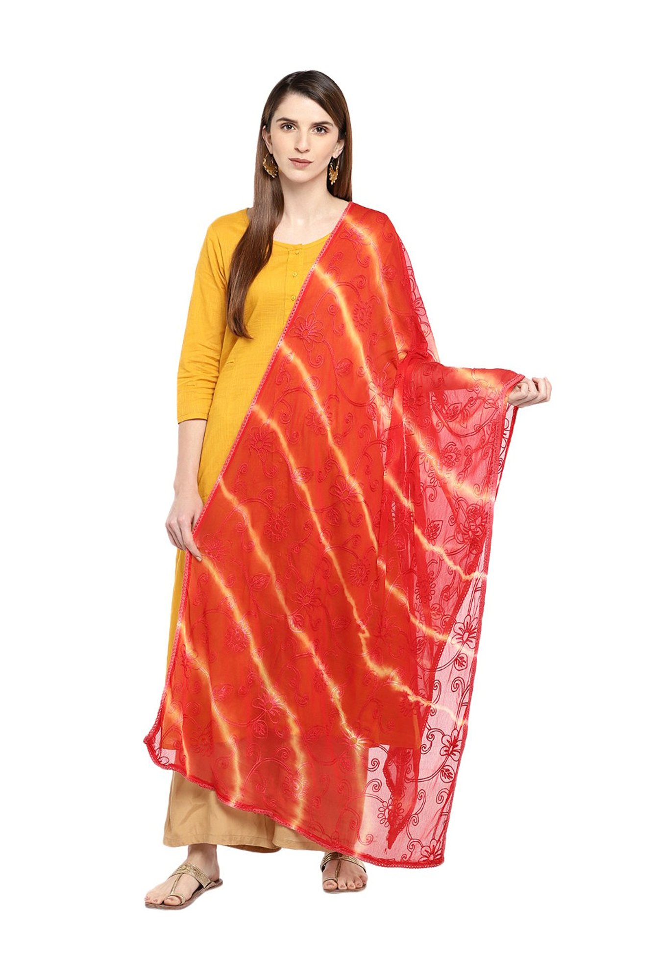 Stylum Red Plain Dupatta