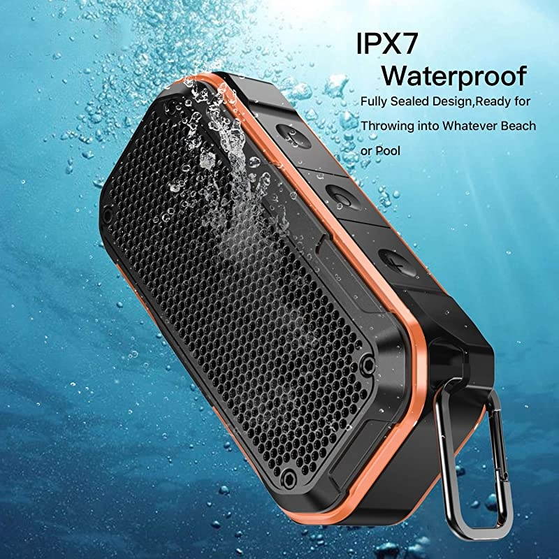 Bluetooth Speaker IPX7 Speaker Bluetooth Wireless Outdoor Portable Speakers TWS Stereo Rich Bass 12H Playtime with Microphone for Shower Bath Pool Boat Beach Home Party Travel