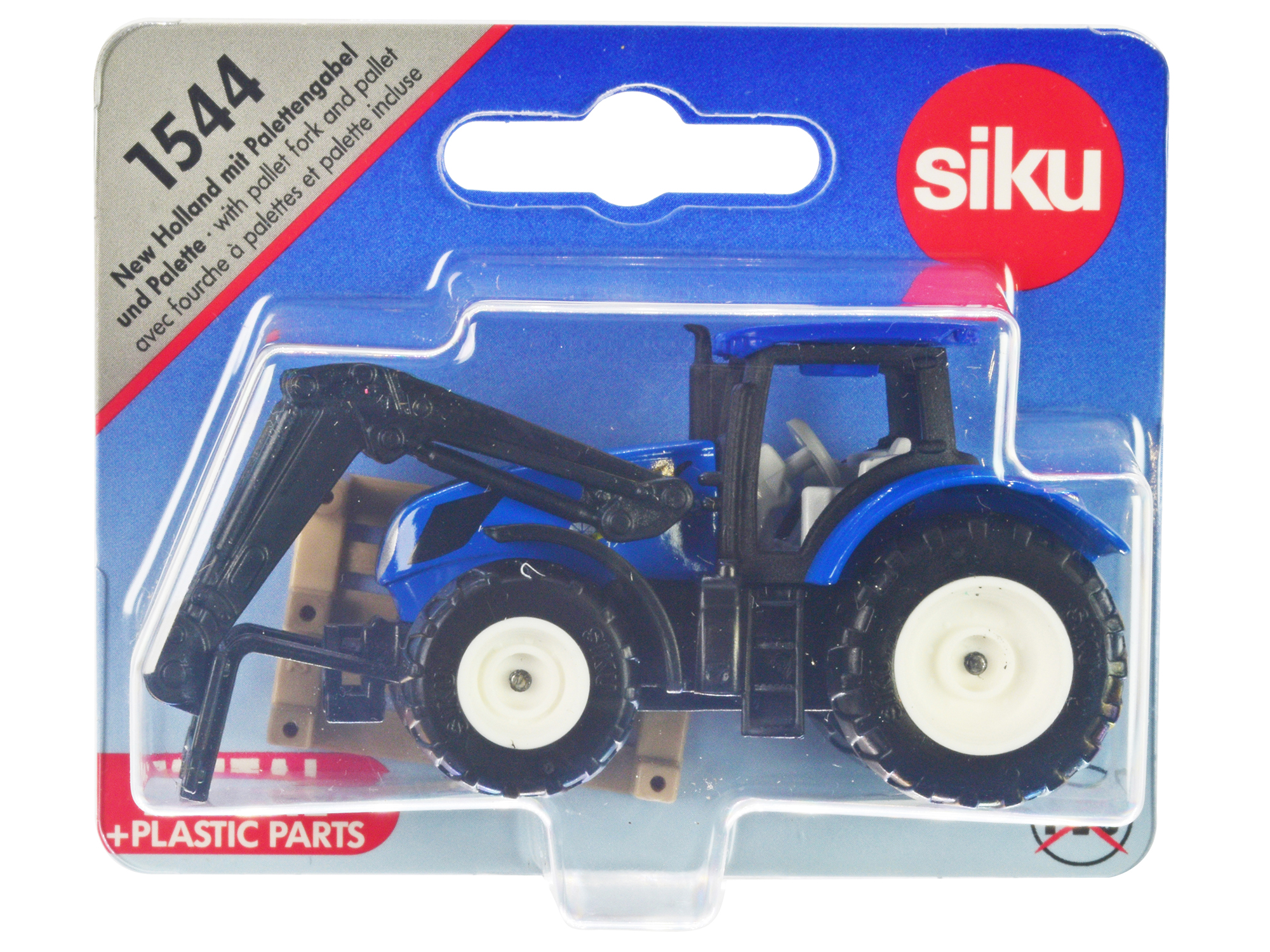 New Holland T7.315 Tractor with Pallet Fork and Pallet Blue and Black Diecast Model by Siku
