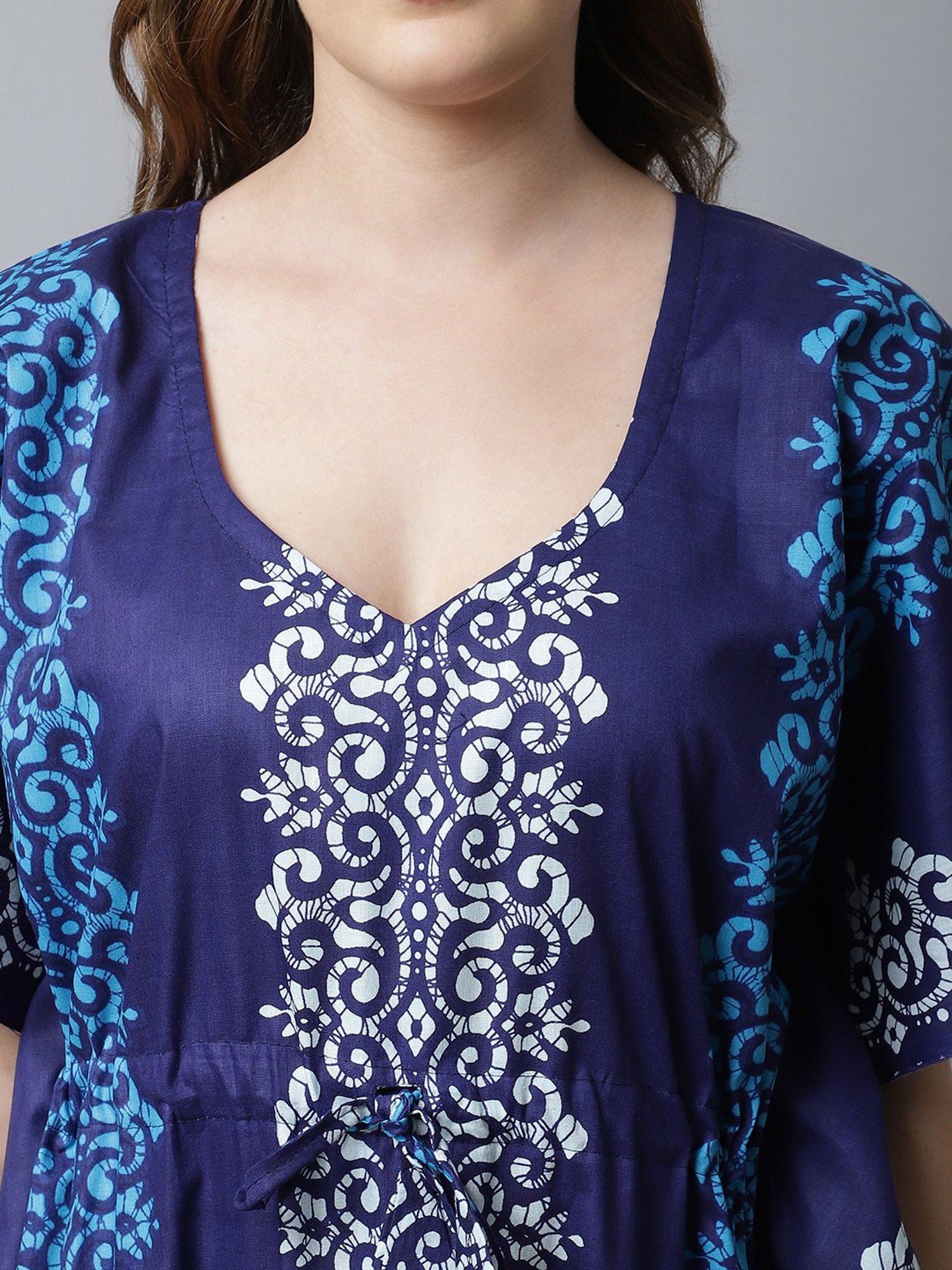 Secret Wish Blue Printed Kaftan Nighty