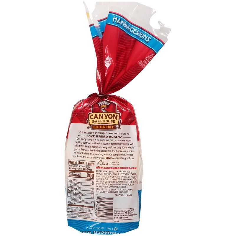 Canyon Bakehouse Gluten Free Hamburger Buns - 12oz/4ct