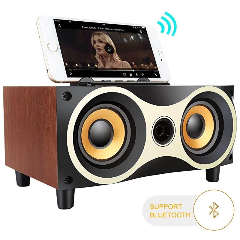 Desktop Wooden Wireless Bluetooth Portable Speaker with HD Sound and Bass Support Mobile Phone Stand USB TF Card FM Radio OwlShaped Speakers for Camping Biking Partying Travel
