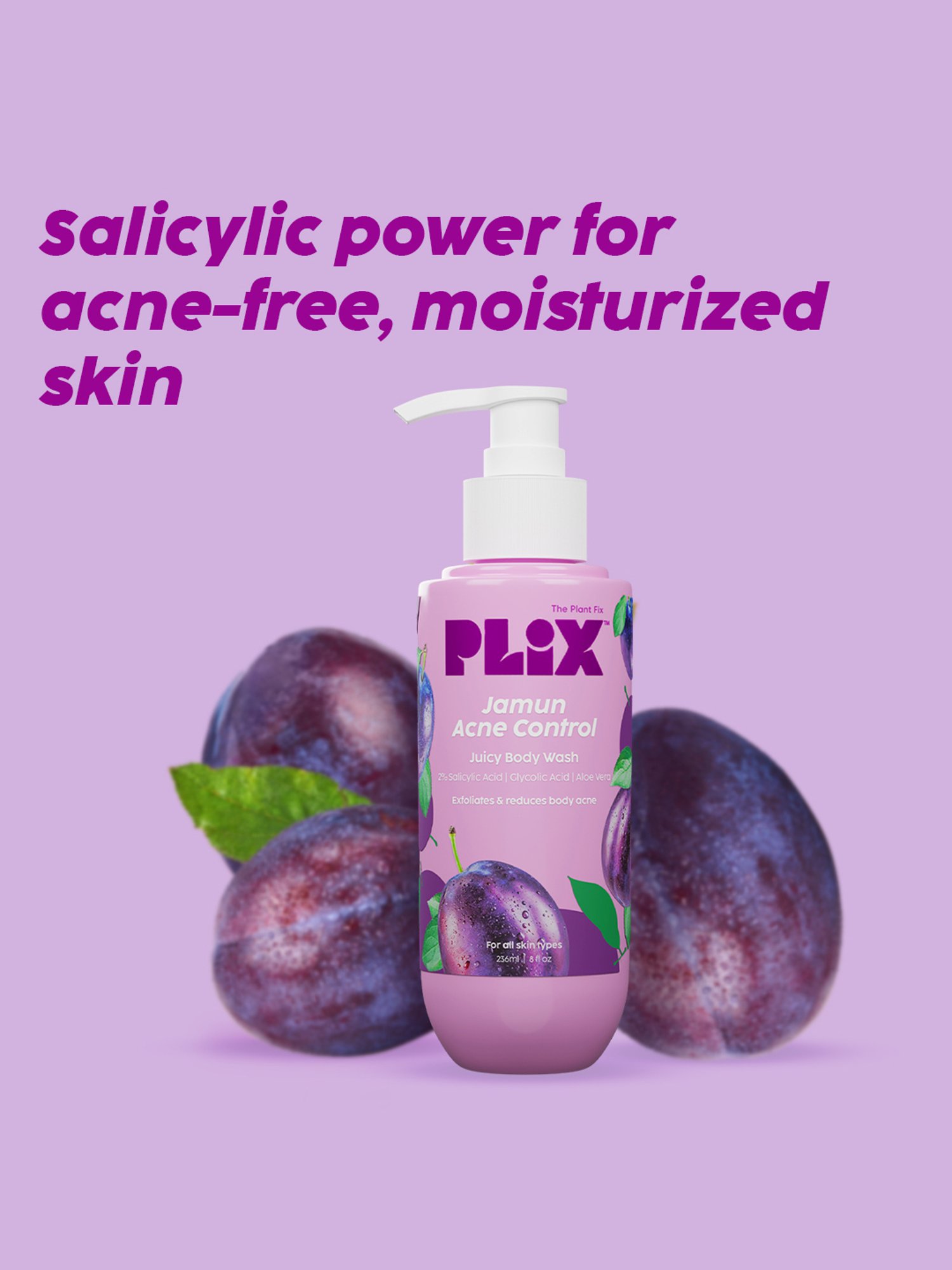 PLIX THE PLANT FIX Jamun Acne Control Juicy Body Wash - 236 ml