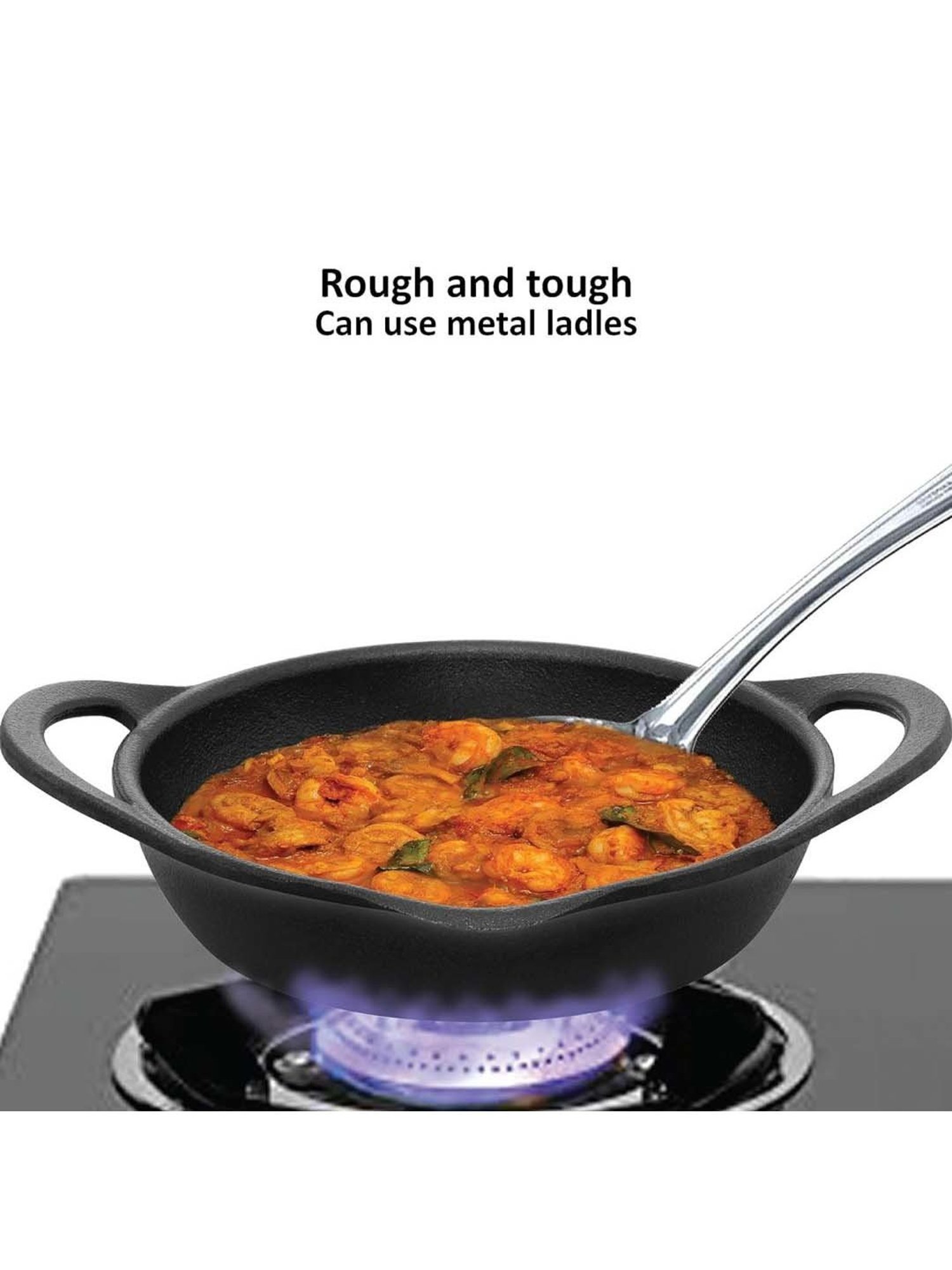 Hawkins Black Cast Iron 24 cm Futura Omlette Frying Pan (Cif24G) (1.8 L)