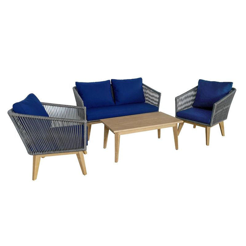 Outdoor 4pc Conversation Set with Cushions - Navy - TK Classics
