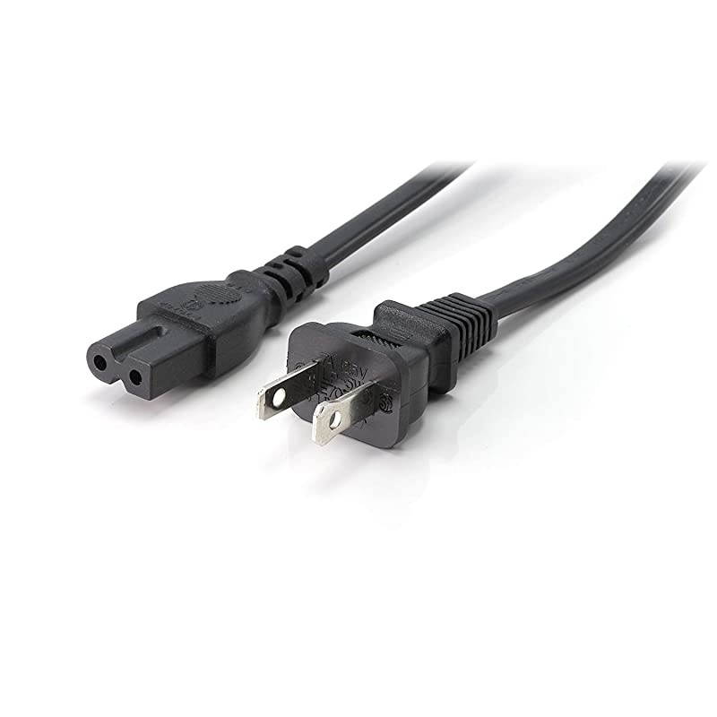 2 Prong Power Cord with Premium Quality Copper Wire Core Polarized SquareRound for Satellite CATV Motorola amp PS NEMA 115P to C7 IEC320 UL Listed Black 6ft Power Cable